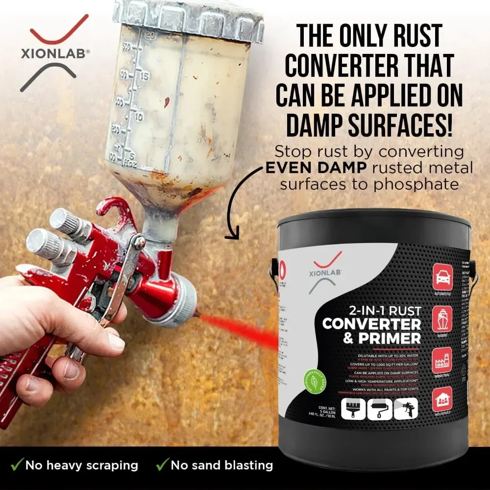 2-in-1 Rust Converter & Metal Primer Concentrate Covers Up To 4X More Industrial Grade Water Based UV Resistant Rust Reformer