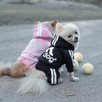 Four Legged Adidog Pet Dog Hoodie Puppy Jumpsuit Letters Overalls for Small Medium Dogs Pomeranian Pajamas Winter Dog Jumpsuit 1