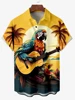 Attractive Parrot Men's Guitar Hawaiian shirts 3D Print Men's Summer Loose Beach Oversize Short-sleeved Top Men's Shirts For boy 4