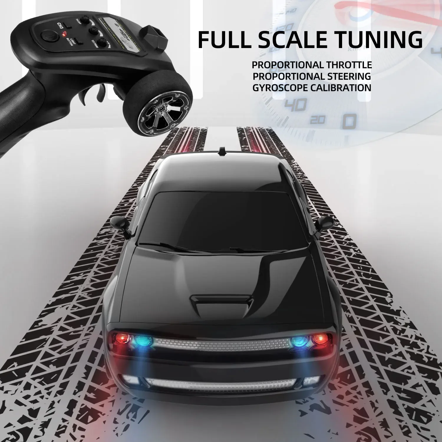 FQD10 1/20 Challenger Remote Control Car Fully Proportional 4WD Gyroscope Drift Car Racing Simulation Model Toy Gift 2