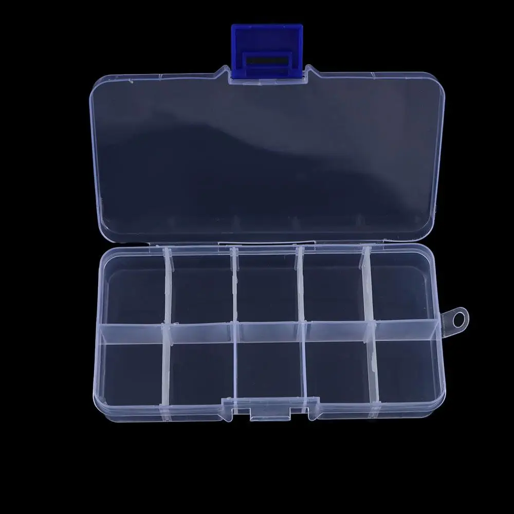Description Picture 6 of itemAccessory Box Hook Lure Box Transparent Square Plastic Detachable Fishing Tackle Box 10 Compartments Fishing Box Storage Box