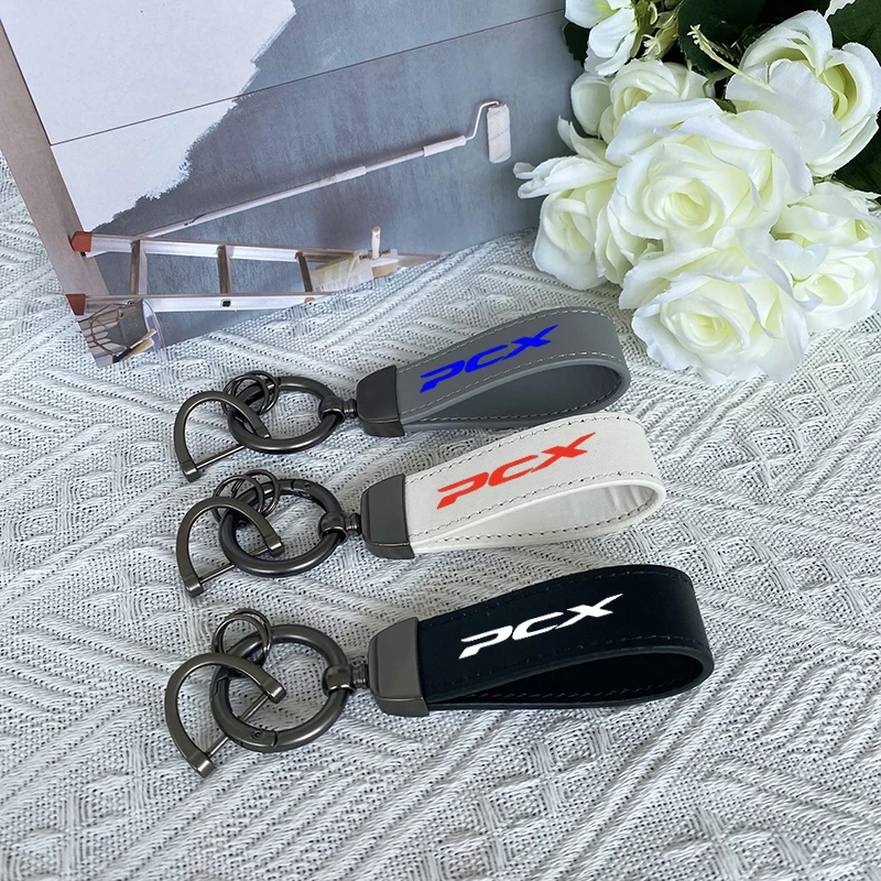 For Honda PCX 160 150 125 PCX150 PCX125 CNC Top layer cowhide motorcycle KeyRing Keychain accesorios Support custom