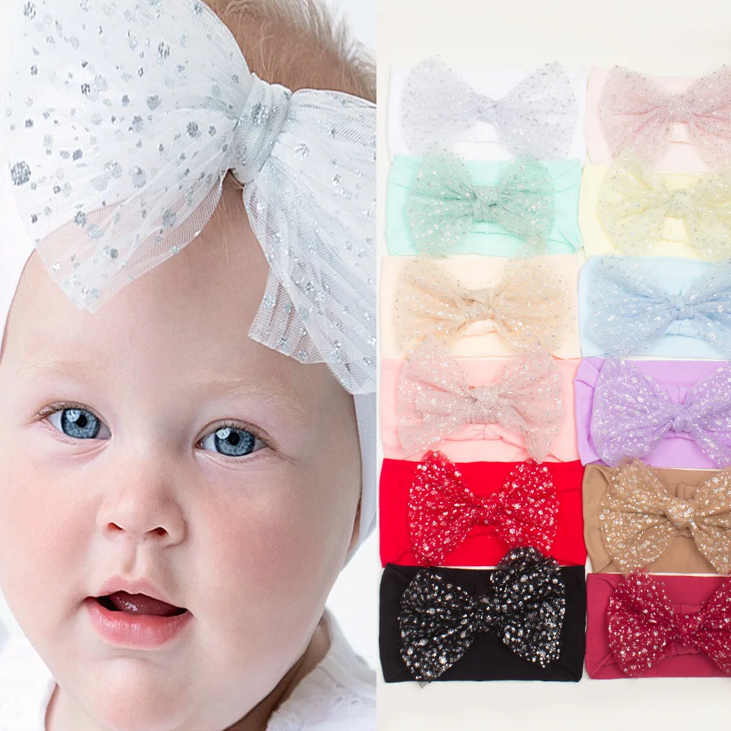 

Baby Accessories Infant Baby Girl Cute Bow Headband Newborn Lace Headwear Headdress Nylon Elastic Hair Band Gifts Props