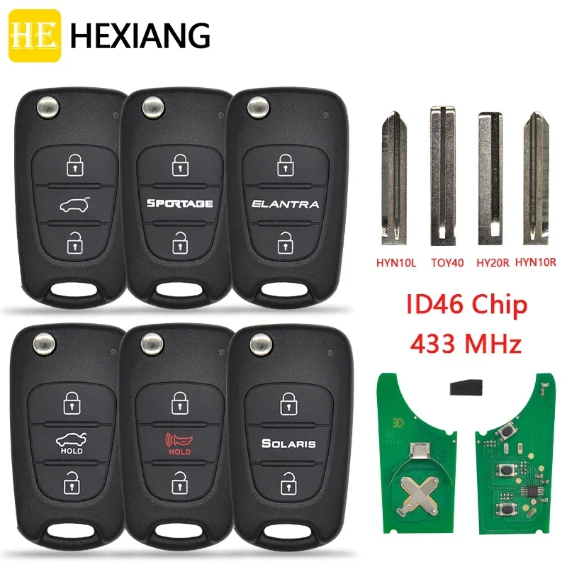 

HE Xiang Car Remote Control Key For Hyundai I20 I30 IX35 I35 Accent Solaris Elantra Santa Kia Cerato Ceed 433MHZ Smart