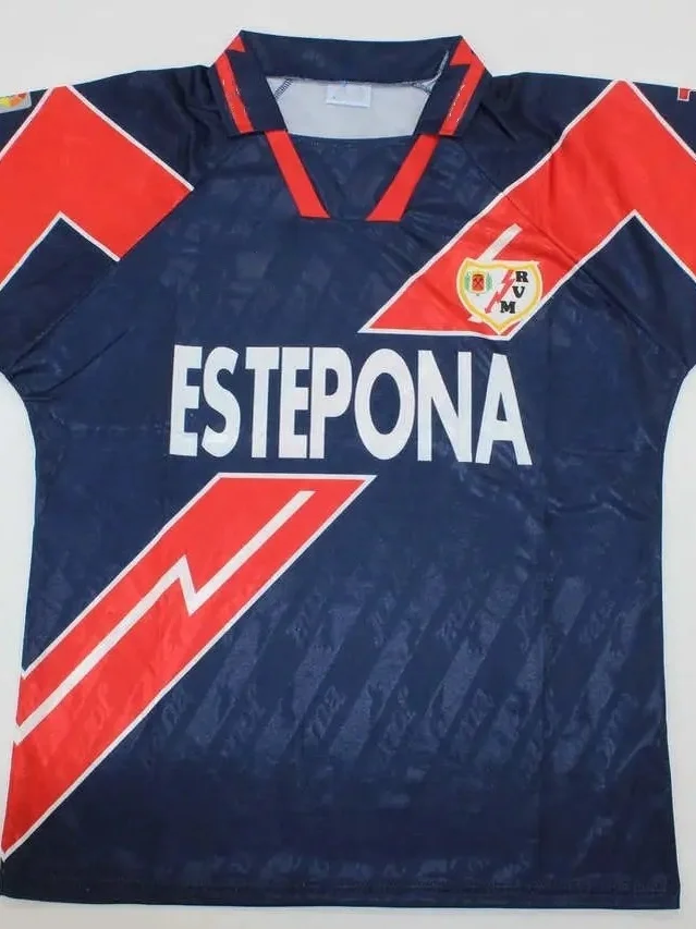 라요 발레카노 홈 축구 유니폼 반팔 레트로 딥 블루 어웨이 키트 9596 시즌 라..