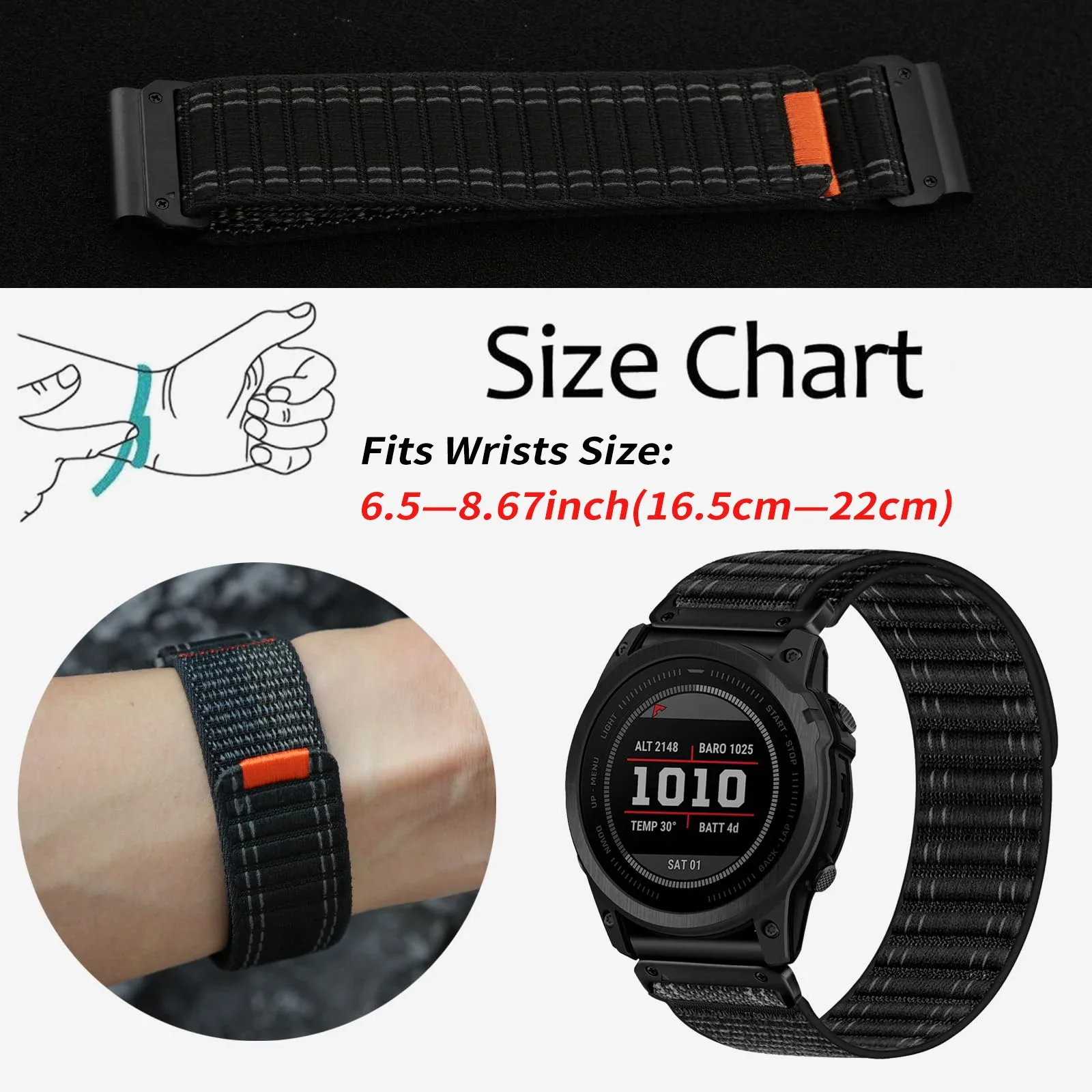Enhanced QuickFit Sports Nylon Strap, 26mm/22mm Watchband