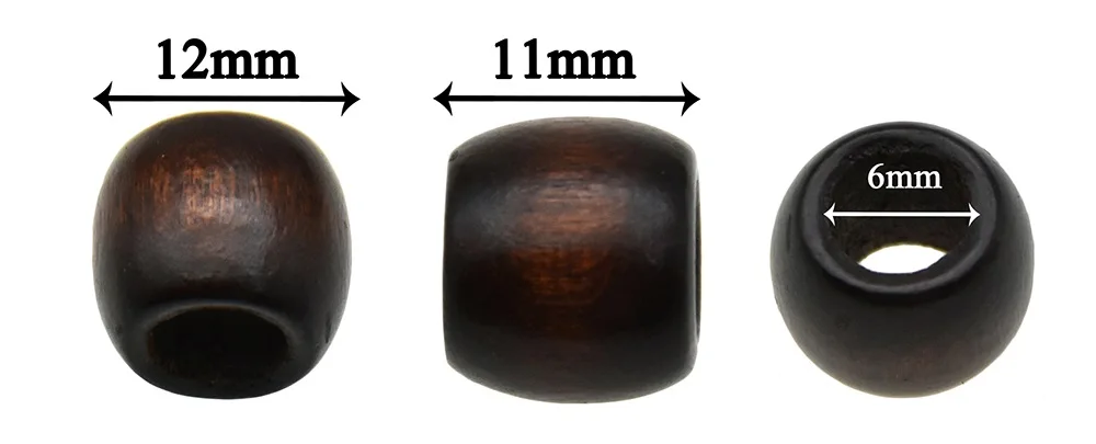 30 Stück verstreute Holzperlen, Kleidungszubehör, tiefe Kaffeefarbe, DIY-Bastelarbeiten, Nähzubehör, runde Naturholzperlen, 12 x 11 mm – Detail 3