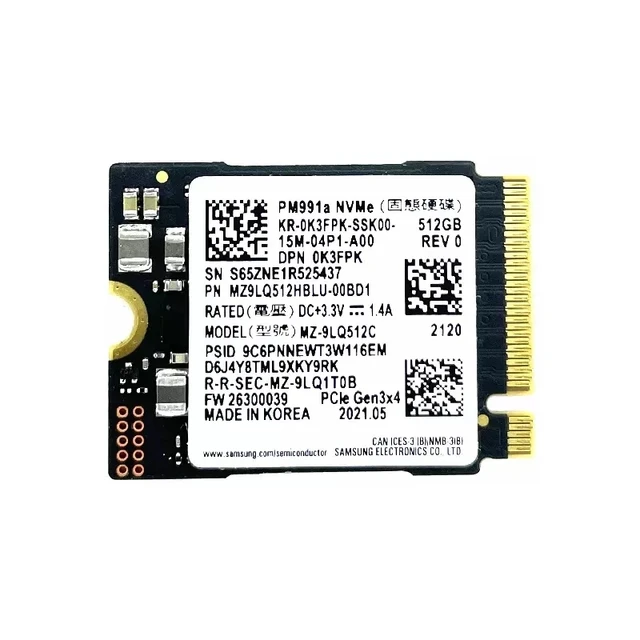 SAMSUNG PM991a M.2 2230 SSD 1TB NVMe PCIe for Microsoft Surface