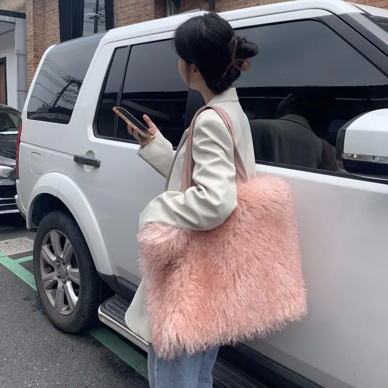 Borsa Pelosa Y2K In Pelliccia Sintetica Morbida - Tote Bag A Spalla Peluche Per Donna, Stile Carino