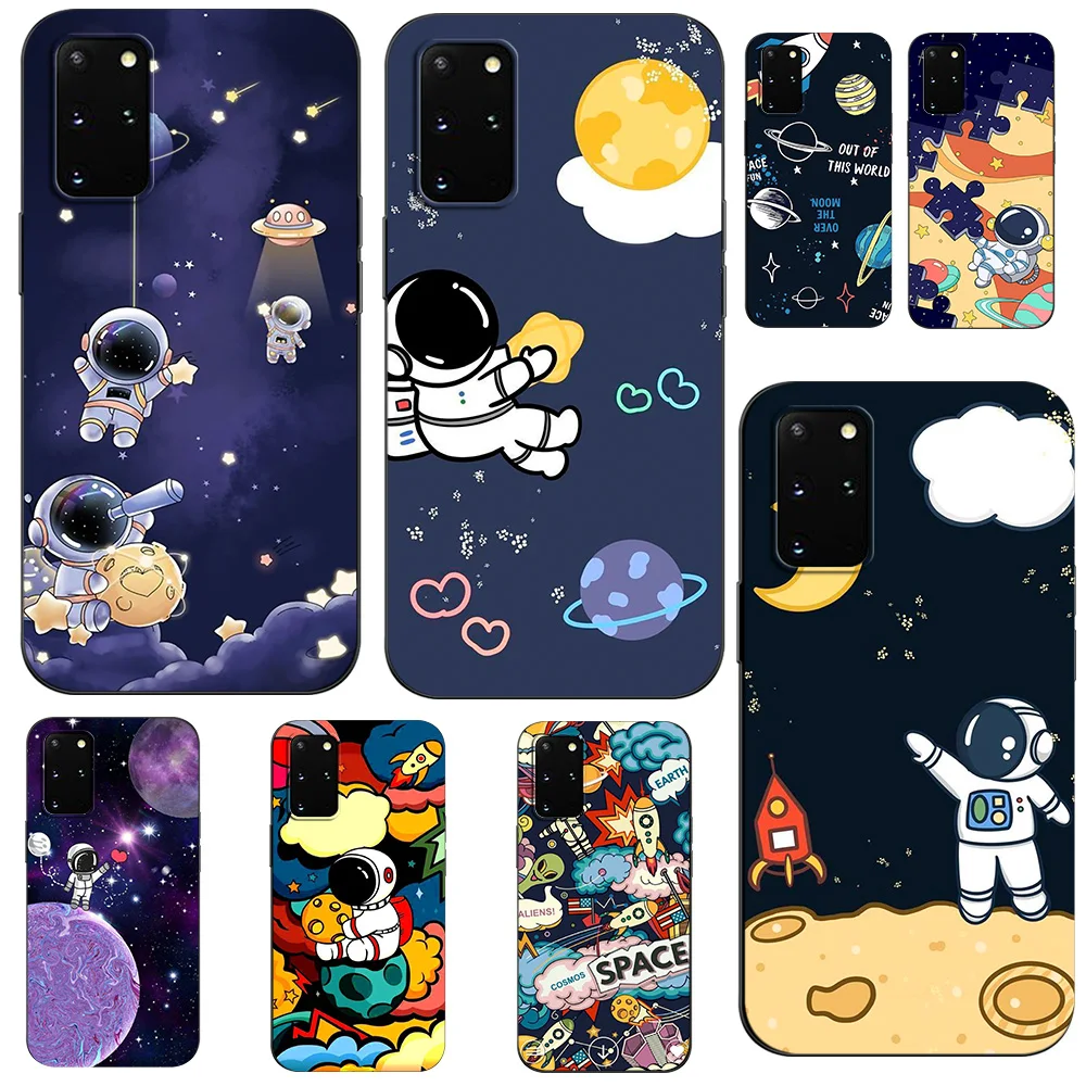 Per Samsung Galaxy S20 Custodia Per Samsung S20 Plus S20 Ultra S20 Fe Custodia Galaxys20 S 20 + Custodia In Tpu Nero Cartoon Astronaut