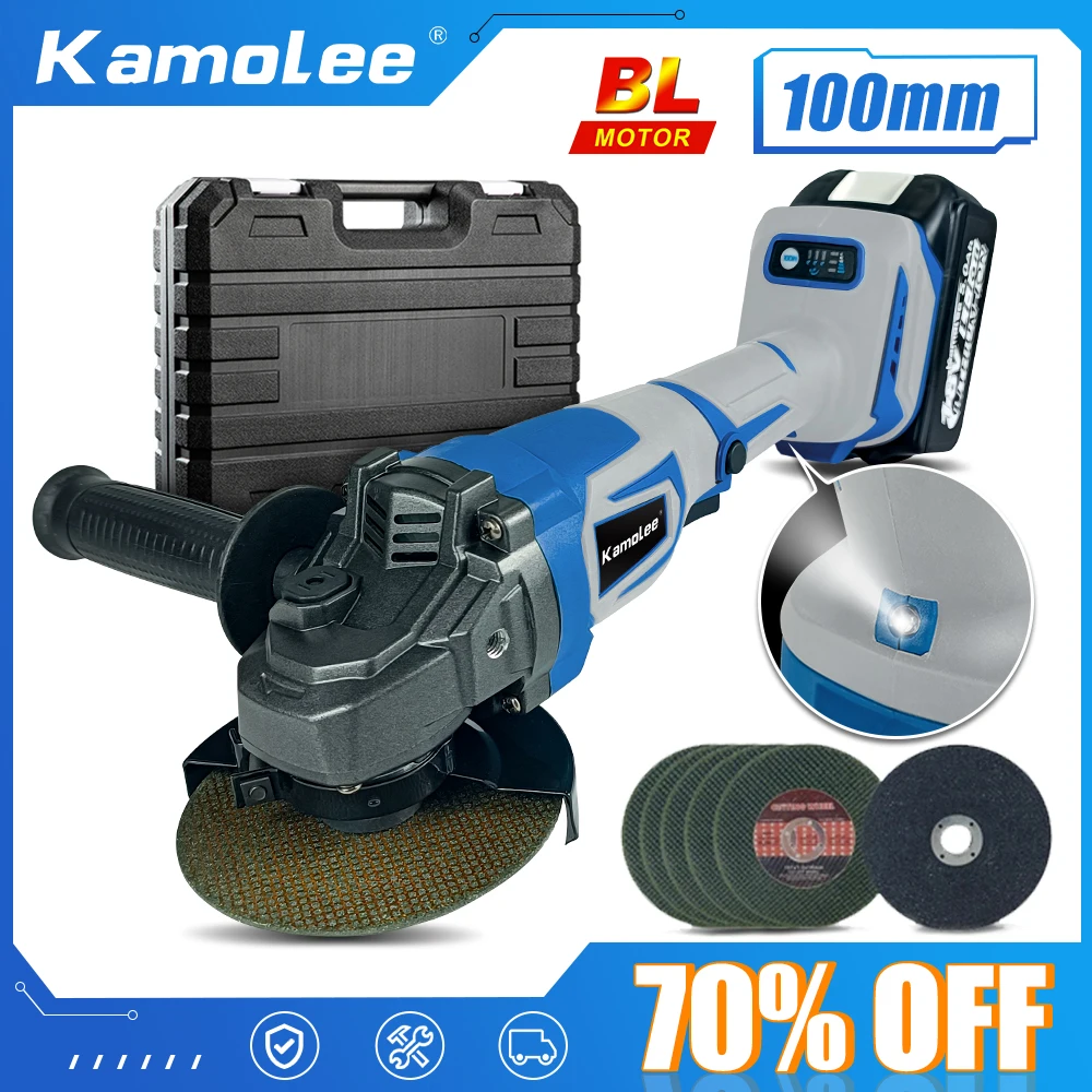 

Kamolee M10 100MM 18500RPM Brushless Electric Angle Grinder 3 Speed Cutting Power Tools Compatible For Makita 18V Battery