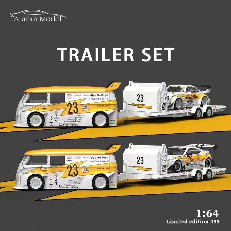 

PreSale Aurora 1:64 LBWK Trailer Set T1 RWB 964 GT86 Yellow Lightning Diecast Diorama Car Model Collection Toys Time Micro