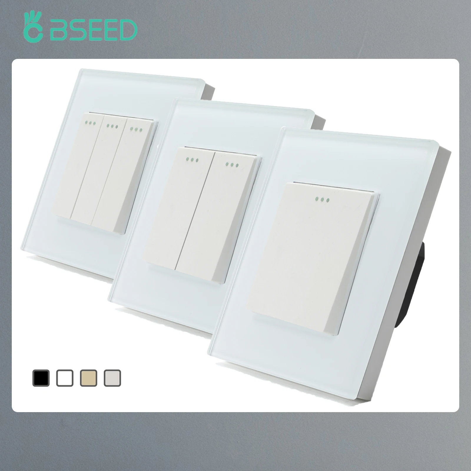 Mechanical Wall Light Switch 1/2/3Gang 1Way Crystal Glass Panel