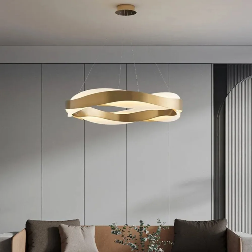 

Modern Led Chandelier Gold Black Color Home Brushed Rings Ceiling Mounted Pendant Lamp Lighting for Living Room Crystal Light