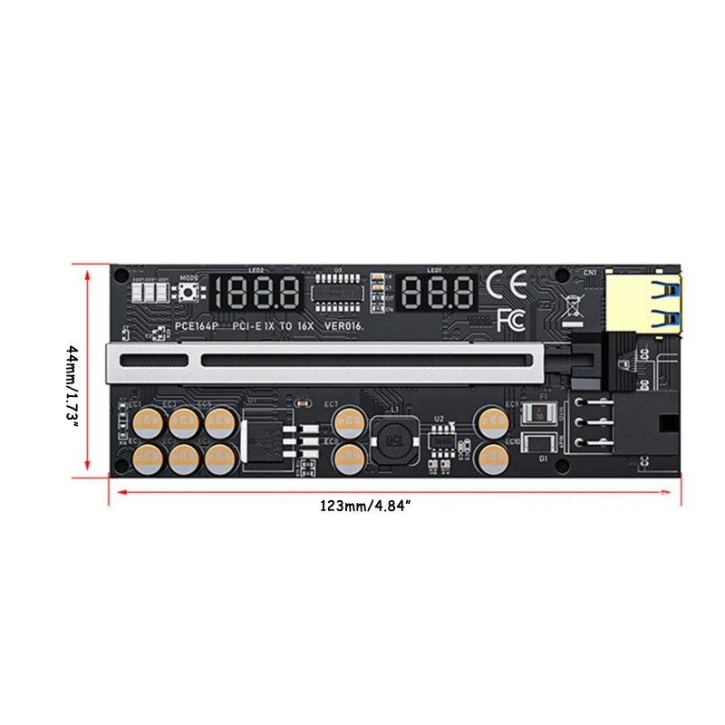 Ver016 USB3.0 PCI-E 라이저 PCI for Express 1x 4x 8x 16x 익스텐더 RGB LED Pcie 라이저 어댑터 카드 광업용 6Pin 전원