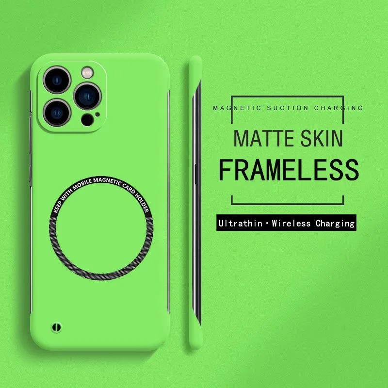 Frameless Ultra-Slim Magnetic Matte Phone Case with Hard PC Back Cover