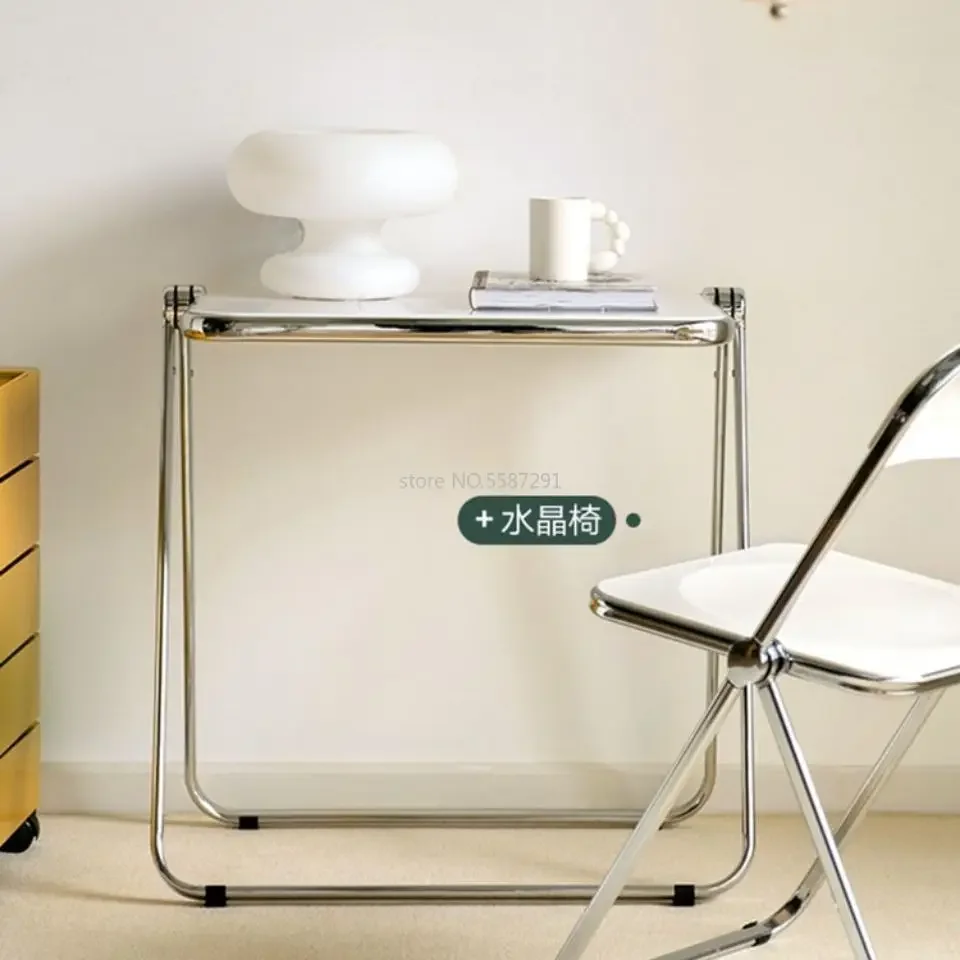 Folding Table Transparent Table and Chair Combination Modern Minimalist Office Study Book Table Nordic Small Coffee Desk