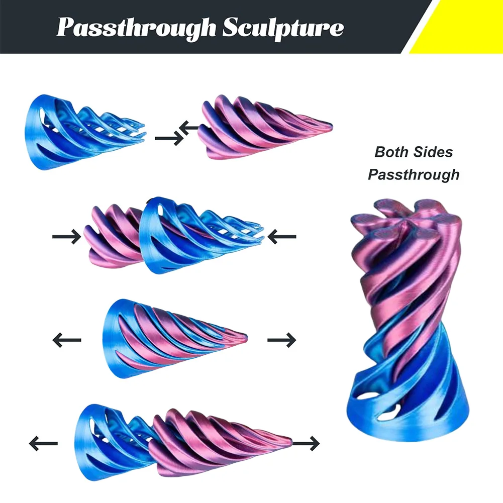 3D Printed Spiral Cone Toy Impossible Pyramid Passthrough Sculpture Desk Toy Pass Through Pyramid Fidget for Kids and Adults fidget toy sensory fidget toy finger sensory toy