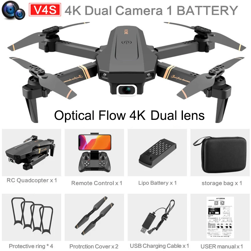 RC V4 Drone WIFI FPV 4K HD Dual lens Optical Flow Localization  Wide Angle Camera Foldable Altitude Hold Durable RC Quadcopter dji phantom 3 advanced remote RC Quadcopter