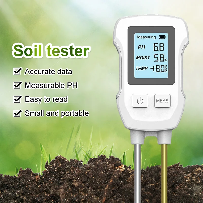 3 in1 Soil Tester PH/Moisture/Temp Digital LCD Meter Heat-resistant Metal Sensor Humidity Monitor for Flower Plants Gardening soil moisture sensor,soil tester