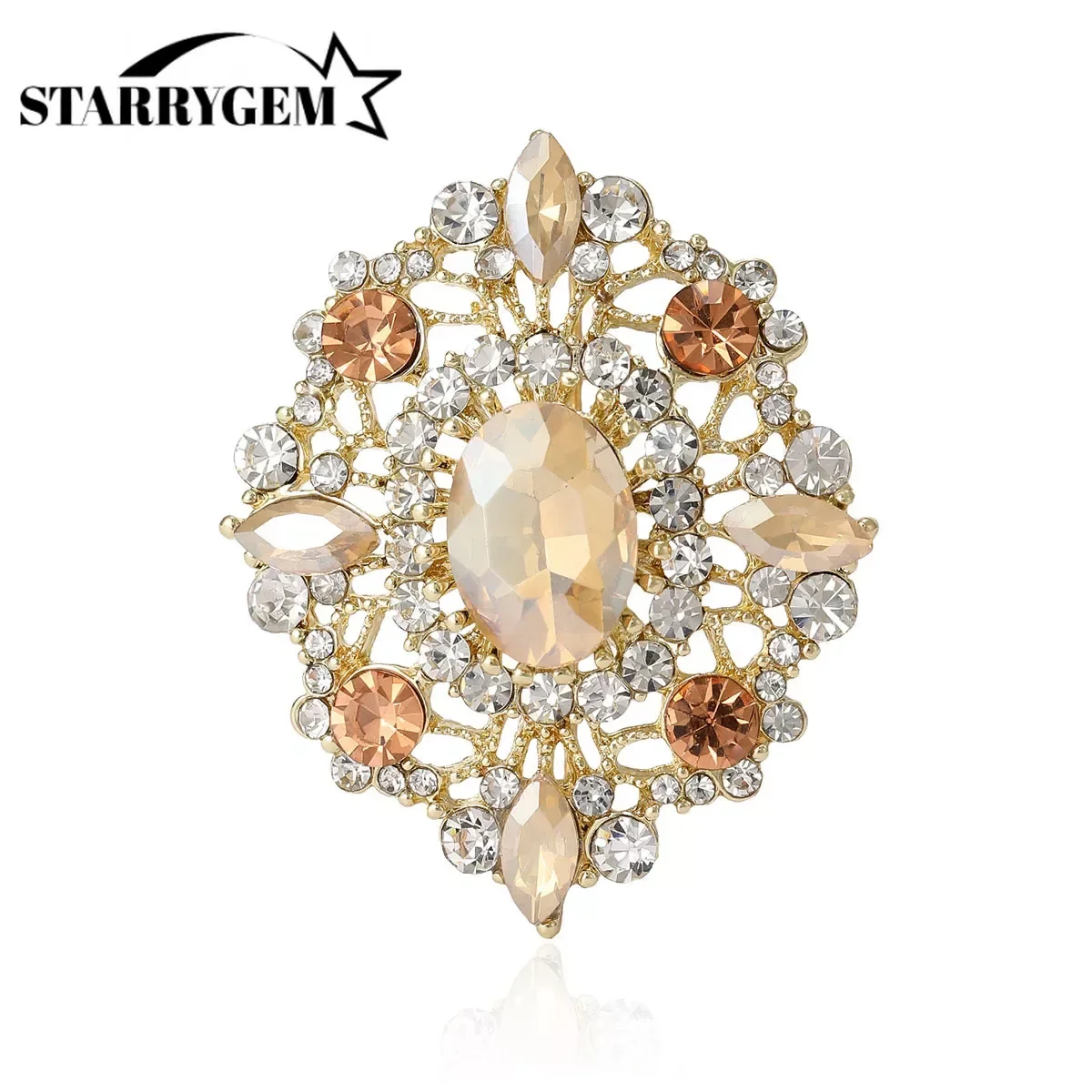 

Rhinestone Flower Brooches for Women Unisex Trendy Multicoloured Crystal Glasses Pin Office Party Friend Gifts Accessories