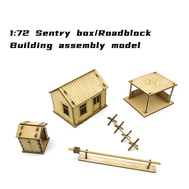 1: 72 World War II Barricade Post Command Room Scene Wooden Assembly Model Ornaments Manual Gifts 5