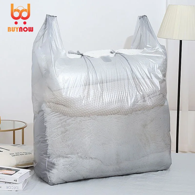 Silver grey large plastic bag vest bag thickened large garment packaging logistics bag carrying large bag 5