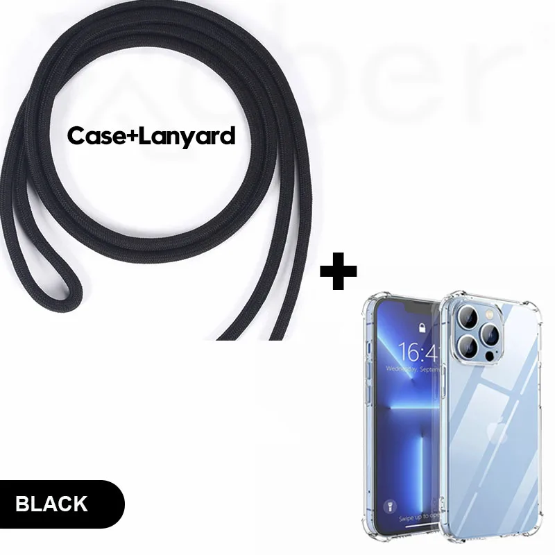 Multi-Function Crossbody Phone Case with Necklace Cord and Transparent Soft Shell