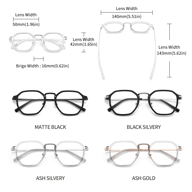 Men's And Women's Universal Square Minimalist Design Fashionable Acrylic Metal Glasses Frame Anti Blue Glasses acrylic metal glasses frame