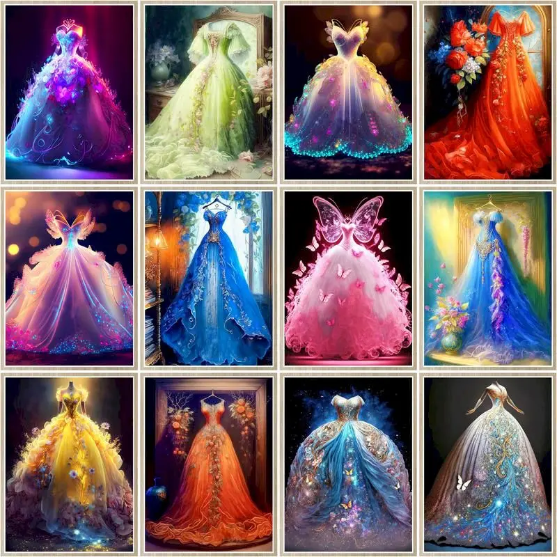 

CHENISTORY Paint By Number Beautiful Wedding Dress Drawing On Canvas Handpainted Diy Picture By Number Kits Home Decor