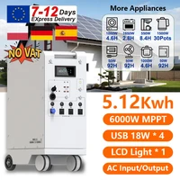 Nouvelle centrale électrique Portable 5000W, tout en un, batterie 48V 5Kwh, 6000W MPPT avec éclairage USB * 4 Type C * 2, entrée/sortie AC ue PV Inupt 1