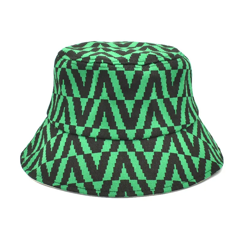 green bucket hat Staggered Design Printing Fashion Cool Fisherman Hat Outdoor Sunshade Windproof Fisherman Hat Basin Hat 2 Color 56-58cm waterproof bucket hat Bucket Hats