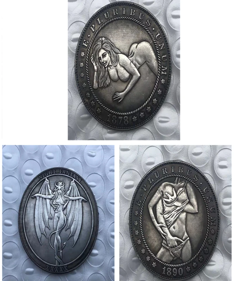 

3pcAntique Silver Dollar Sexy Hobo Nickel Antique Coin Collection Gift Art Physical Commemorative Coin Ancient Coin Replica