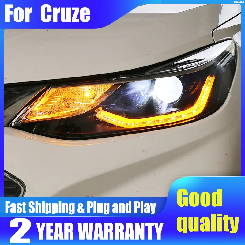 

Head Lamp for Chevrolet Cruze headlights 2016-2019 LED headlight Double U led drl H7 hid Bi-Xenon Lens low beam