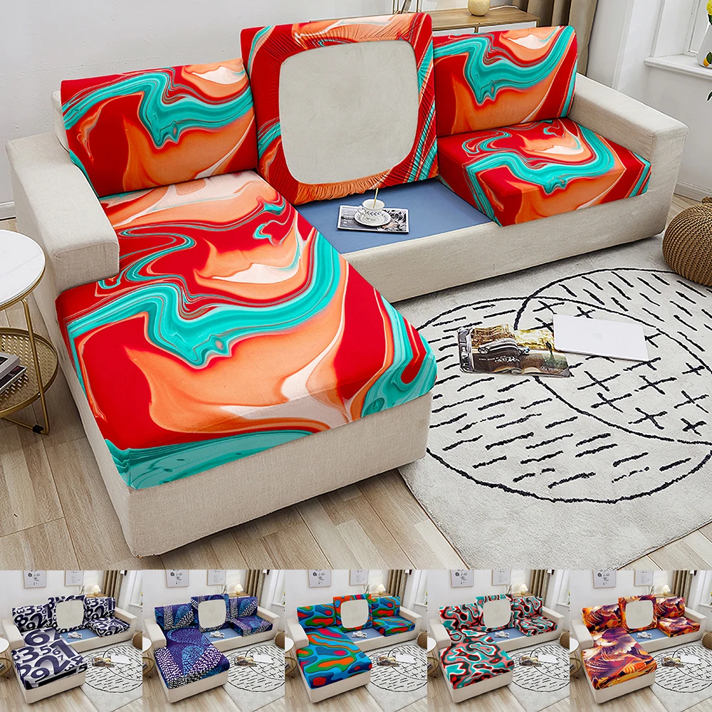 

Stretch Couch Cushion Cover Abstract Print Cushion Slipcover for Chair Loveseat Sofa Cushion Furniture Protector Sofa Seat Cover