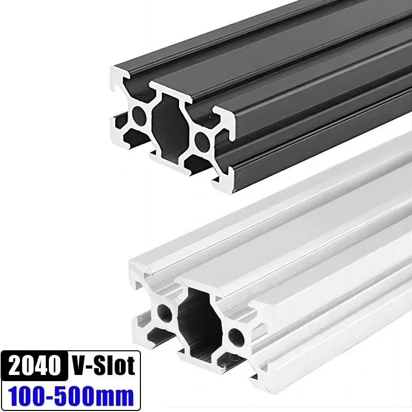 Set 4 Profili In Alluminio 2020 Nero 400mm Per Stampante 3D E CNC - Kit Con Staffe E Chiave