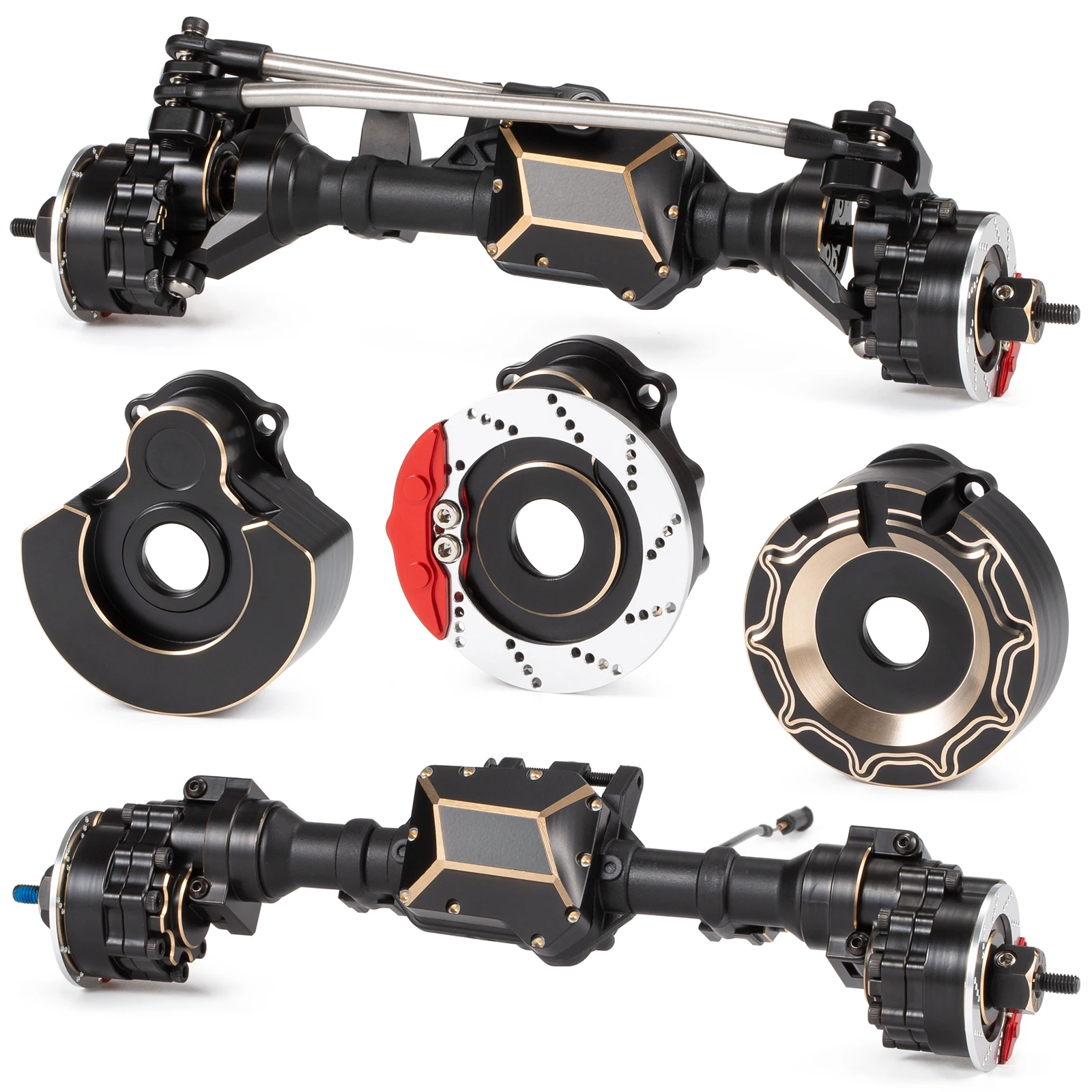 Max Ground Clearance Brass Caster Blocks Knuckle Portal Drive Housing Diff Cover Link Mounts Per Rc 1/10 Trx4 Trx6 Axle Weights