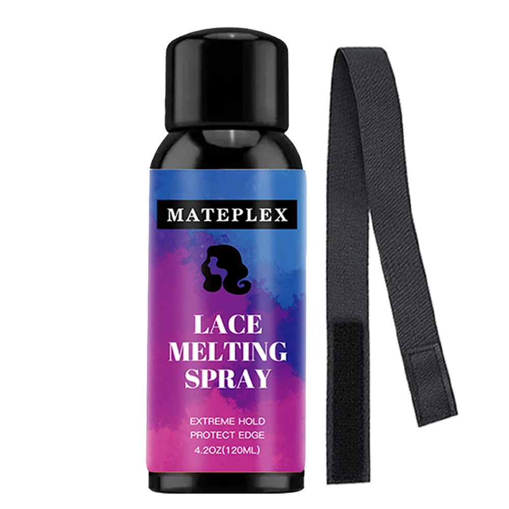 Spray de derretimento de renda 120ml, spray de derretimento e retenção de secagem rápida para perucas, adesivo de cabelo sem cola, forte acabamento natural