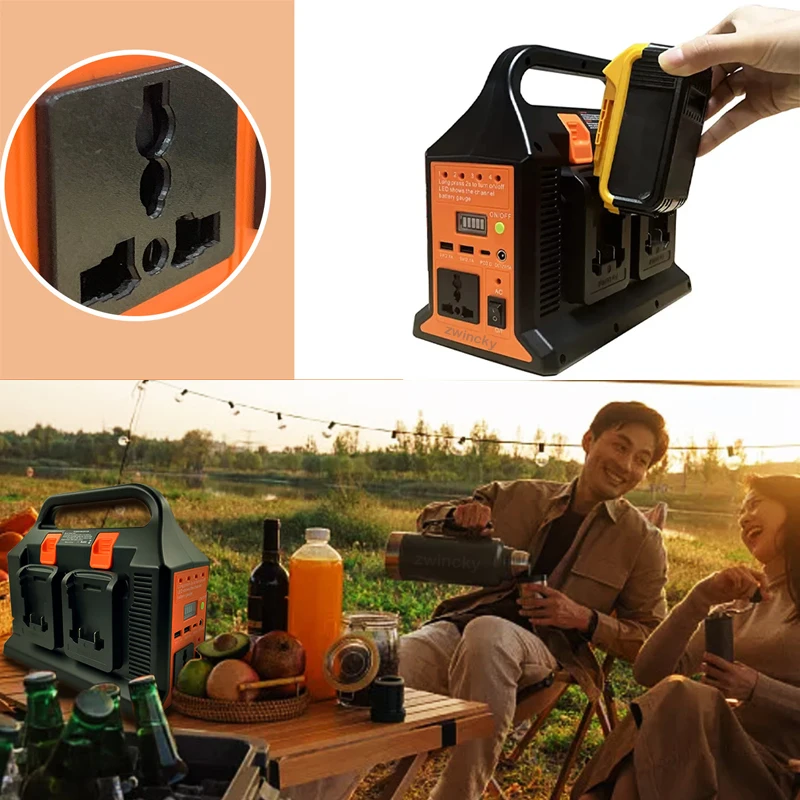 

Pure Sine Wave Battery Inverter To AC 110V/220V 4-Channel Power Inverter 2USB wit Light For Makita/Milwaukee/Dewalt 18v Battery