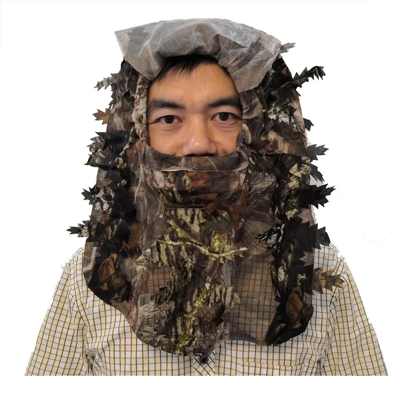 3D Camouflage Full Face Mask Hunting Hood Caps, Airsoft Scarf Fishing Mosquito Cap Hunting Accessories