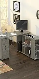 smoke oak corner desk