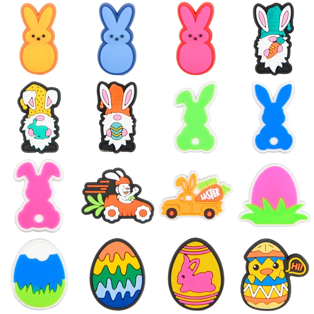 

16pcs Easter Egg Carrot Shoe Decoration Cute Animals Shoe Charm