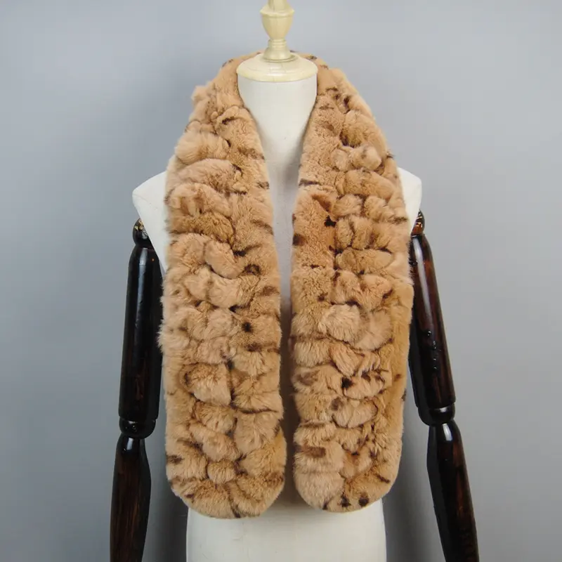 2026 New Arrivals Women Real Rex Rabbit Fur Scarf Lady Fashion Knitted Warm Soft Winter 100% Natural Real Rex Rabbit Fur Muffler - Image 18