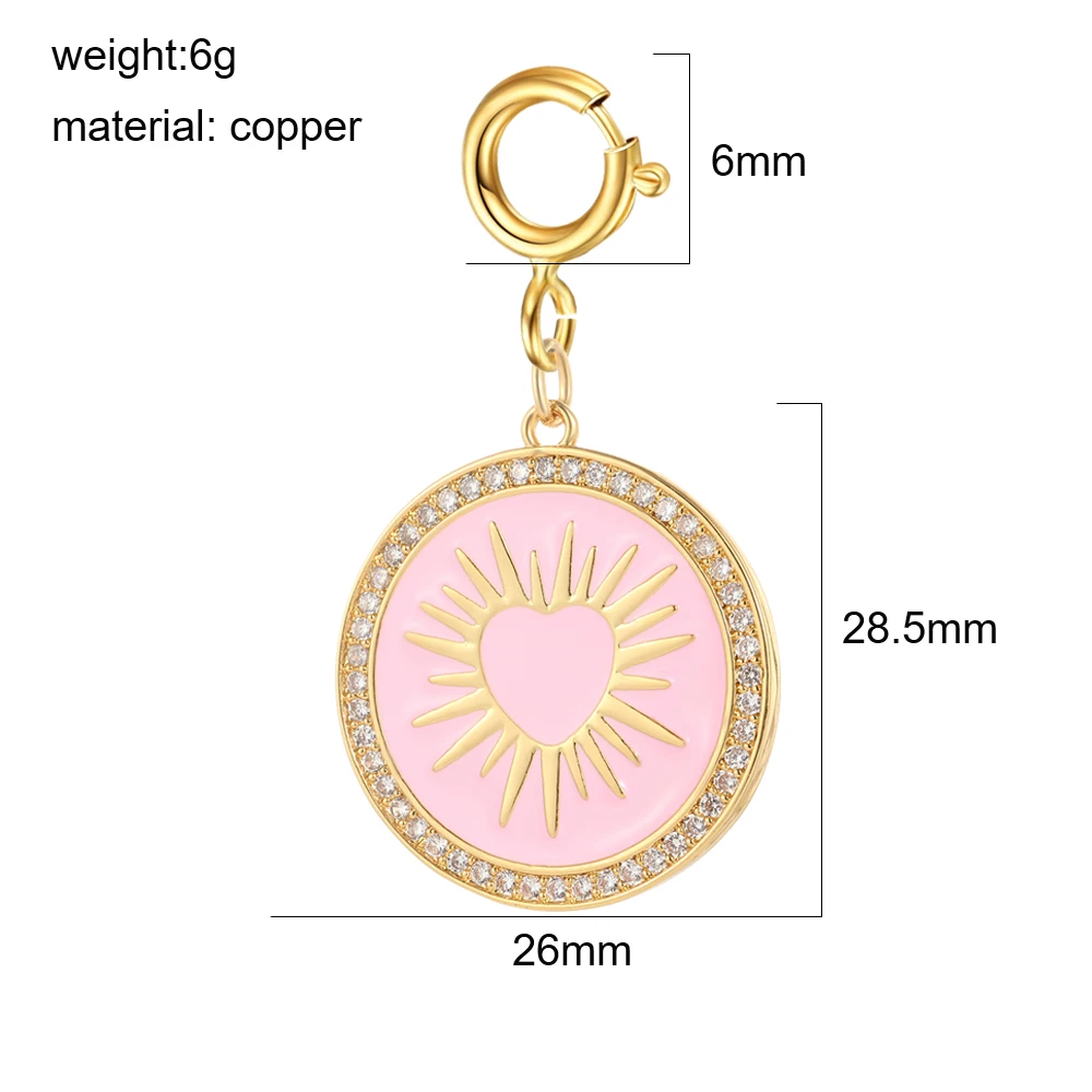 3 Stück rosa Y2K süße Emaille Charms Großhandel Herz Auge Stern Mond Getränk Eis Anhänger Karabinerhaken DIY Halskette Armband Schlüsselanhänger – Detail 14