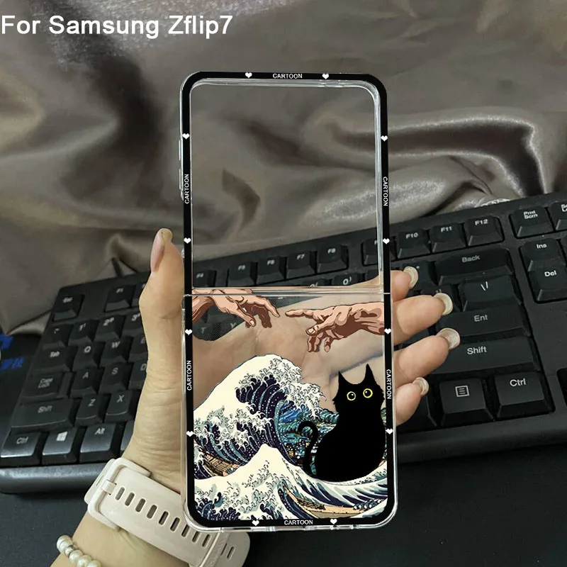 Van Gogh-Inspired Black Cat Transparent Phone Cover with Sunflower Design