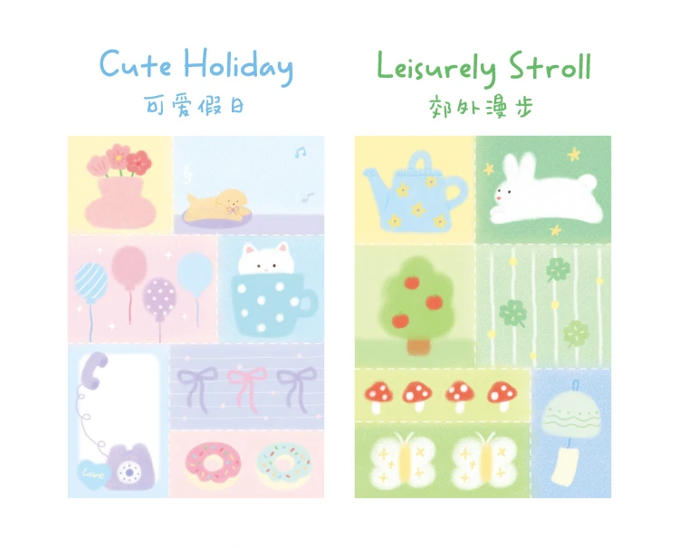 50 Blatt Slow Diary Serie Kawaii Cartoon Patchwork Notizblöcke DIY Scrapbook Ästhetisches Schreibwaren-Bastelpapier – Detail 4