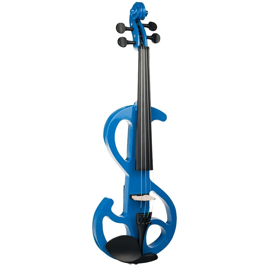 Electric Violin 4/4 Full Size Blue with Case, Bow, Audio Cable, Headphone, Rosin for Violinist Adults