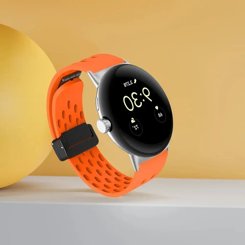 Silicone Magnetic Bracelet for Pixel Watch 41mm - Sporty Smartwatch Band Accessory