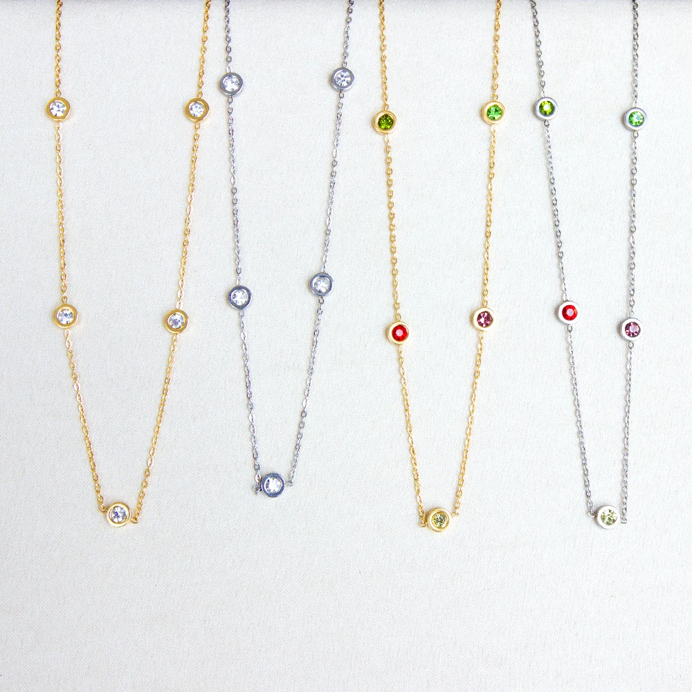 LUXUSTEEL necklace detail showing cubic zirconia stones