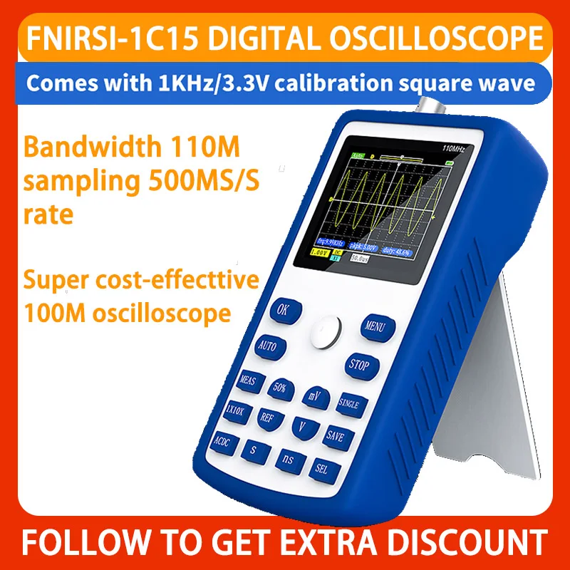 FNIRSI-1C15 Professional Digital Oscilloscope 500MS/s Sampling Rate 110MHz Analog Bandwidth Support Waveform Storage | Инструменты